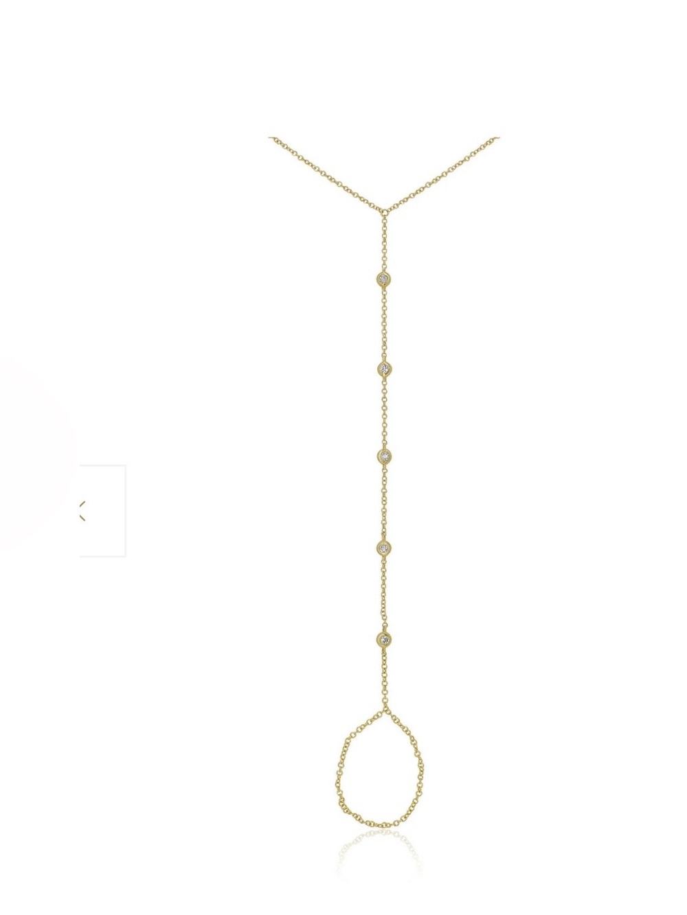 14K Gold Five Round Bezel Diamond Hand Chain - Picture 3 of 7